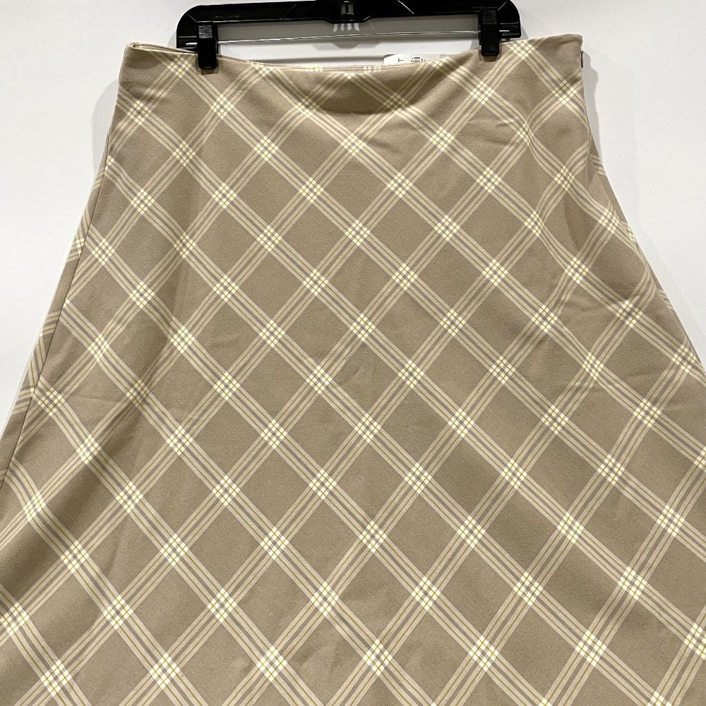 Loft Outlet Size 16 Brown Plaid A-Line Skirt New $66